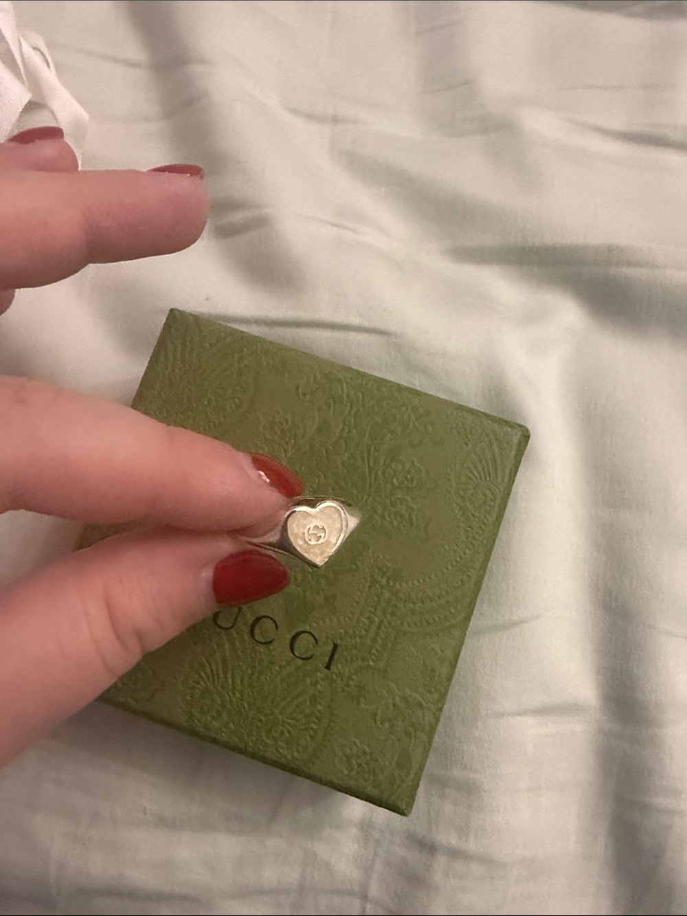 Gucci Silver Heart Logo Ring - Sterling Silver